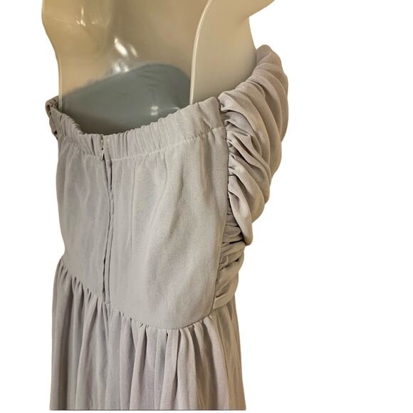 Lulu's Moonlight Serenade Gray Strapless Maxi Chiffon Dress Size M Formal - Picture 9 of 13